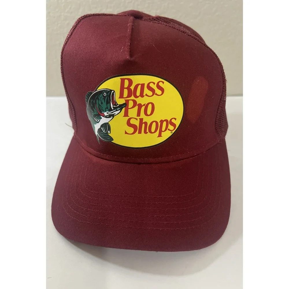 Bass Pro‎ Shops Hat Cap Snap Back Adjustable Maroon Trucker Fishing Outdoor
